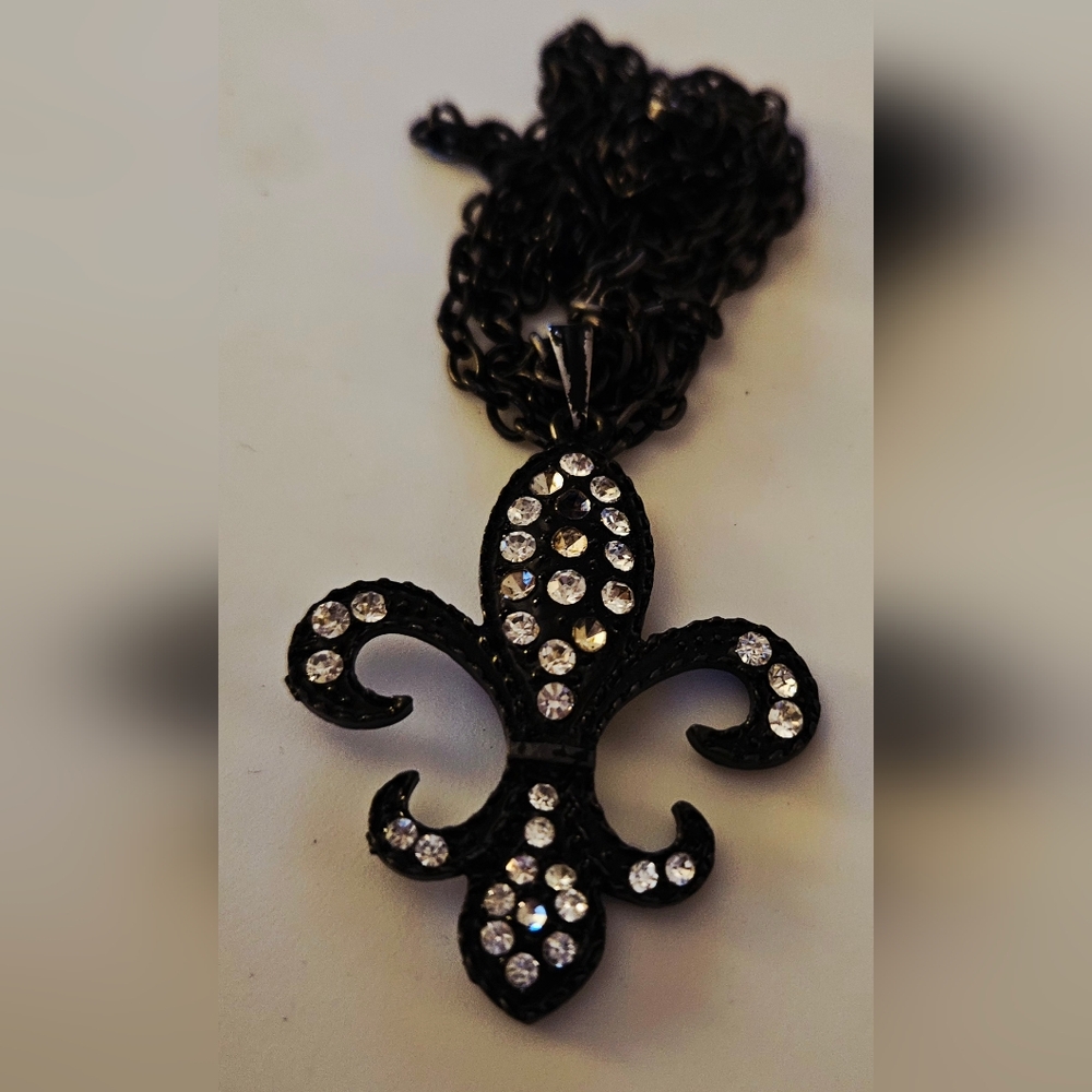 Black Fleur-de-Lis Necklace